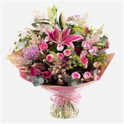 Blooming pink hand tied bouquet